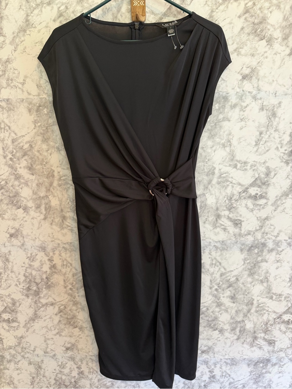 Ralph Lauren Black Knot-Front Midi Dress